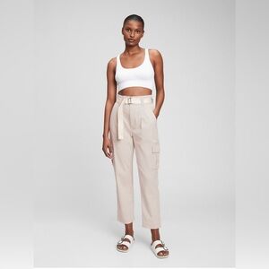 Gap High Rise‎ Belted Cargo Khaki Pants